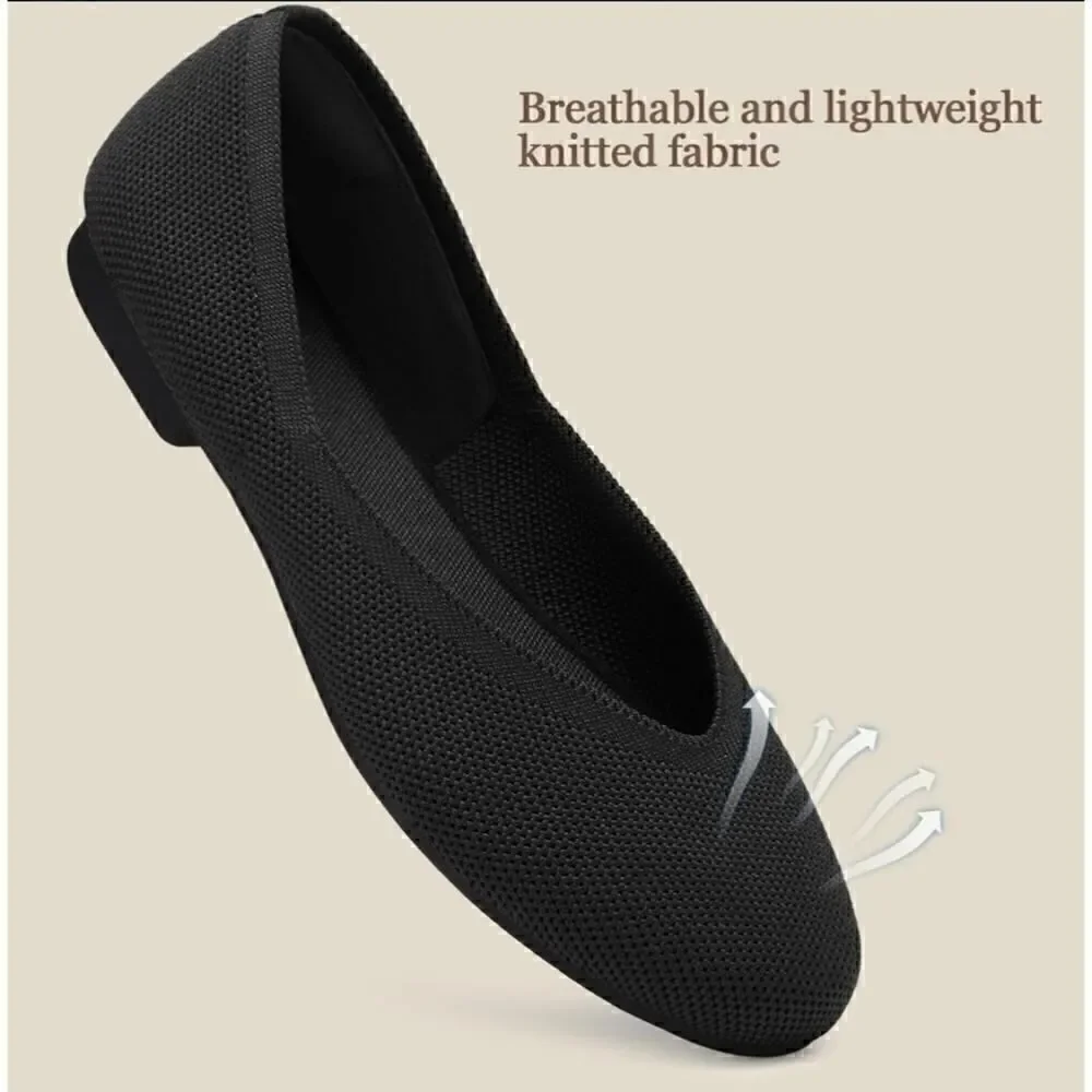 Mysoft Women Ballet Flats Round Toe Comfy Lightweight Mesh Knit Shoes Size 8